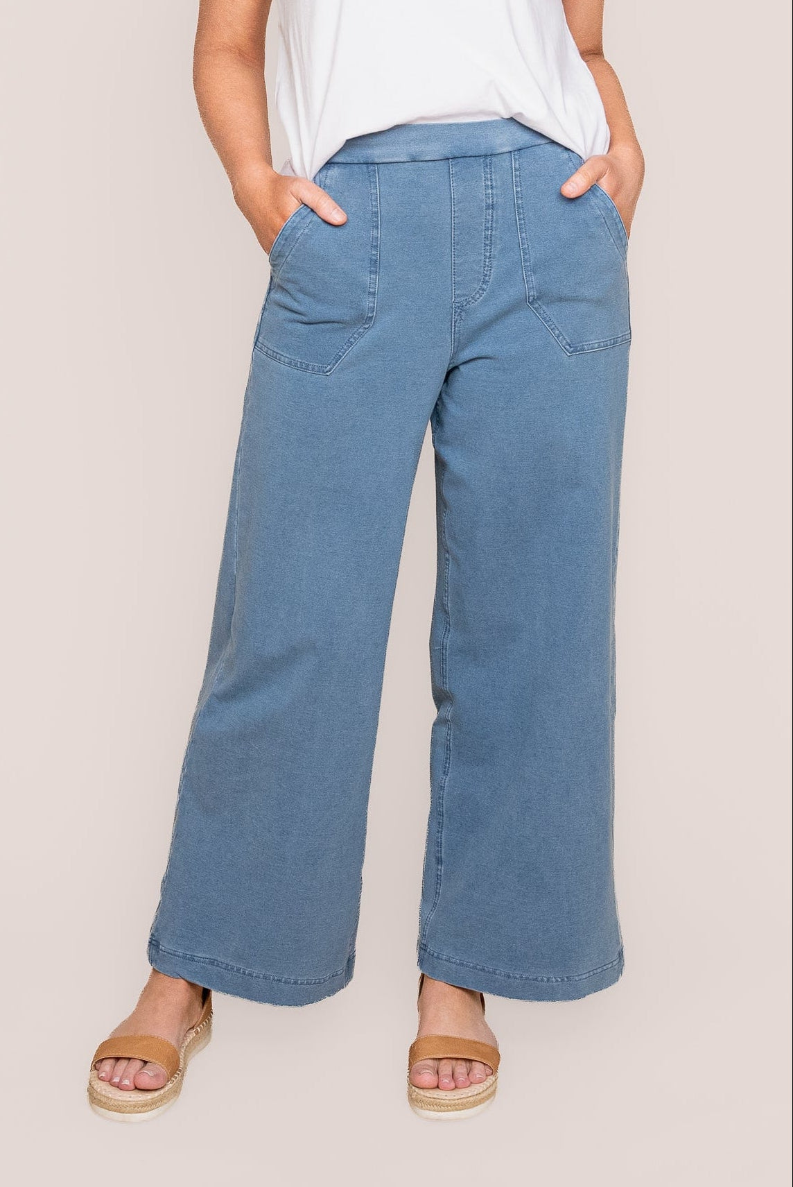 Refaeli Stretch Denim Pants in Light Blue