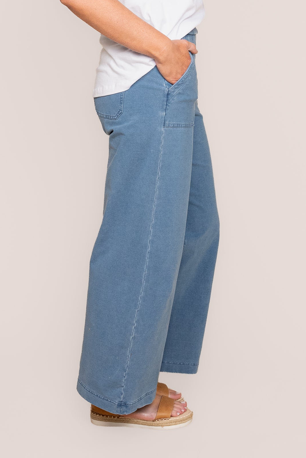Refaeli Stretch Denim Pants in Light Blue