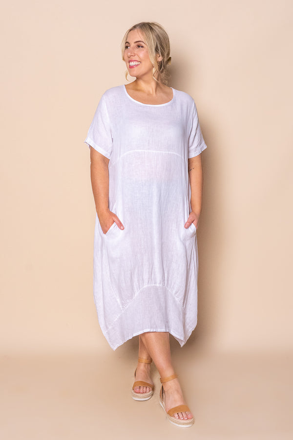 Grier Linen Midi Dress in White