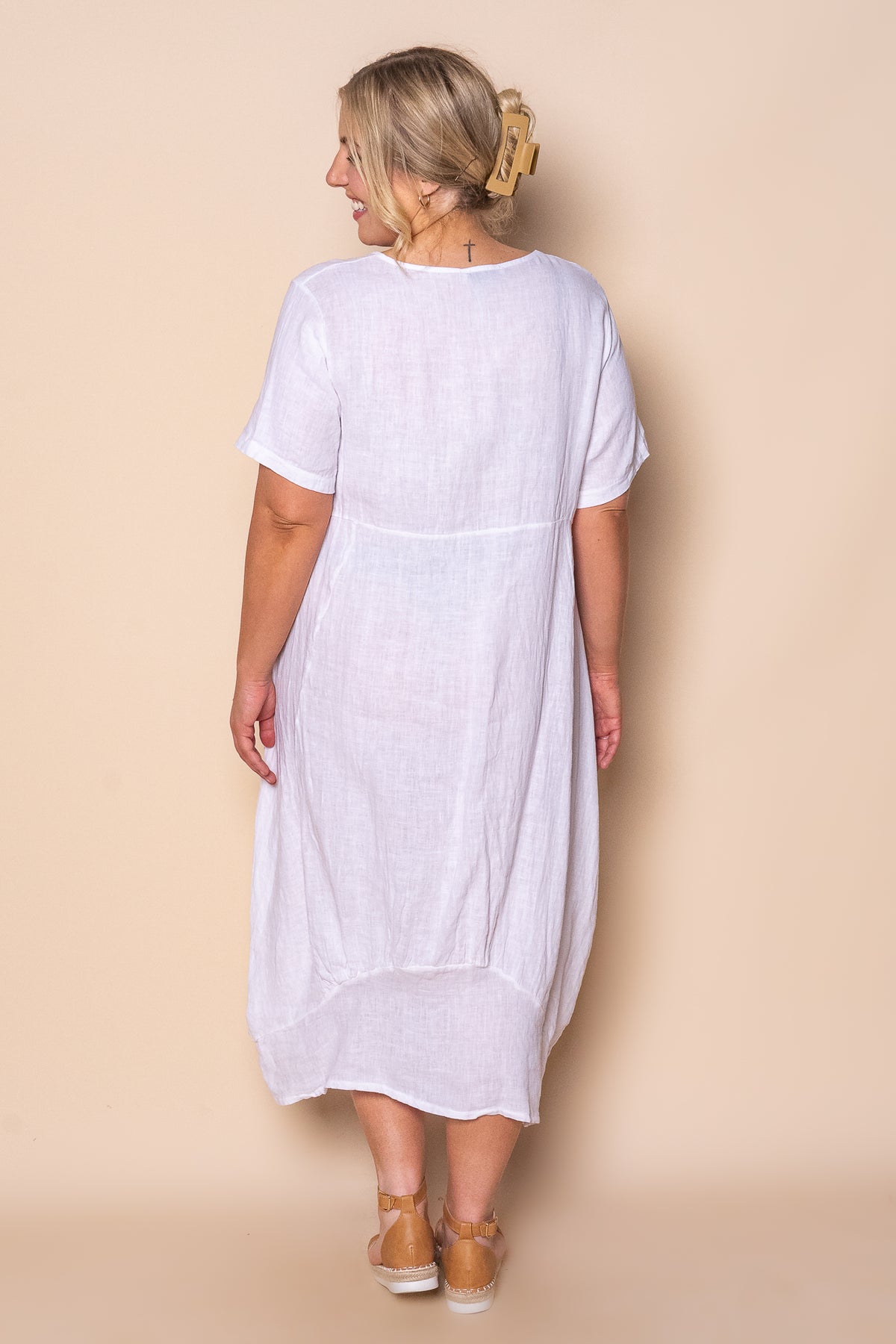 Grier Linen Midi Dress in White