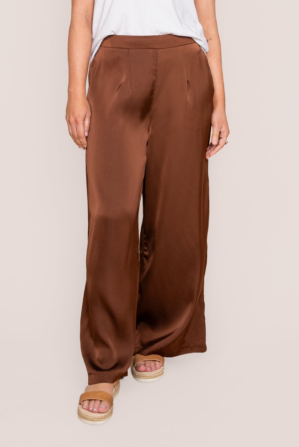 Viv Satin Pants in Chocolate
