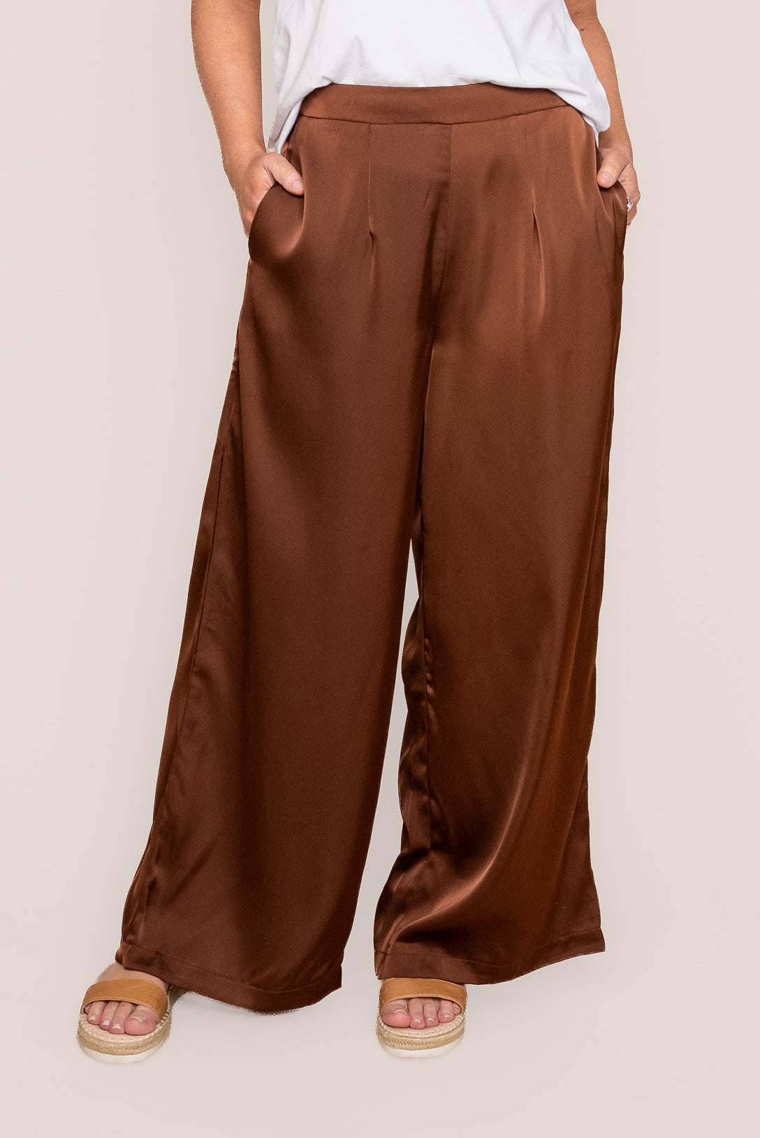 Viv Satin Pants in Chocolate