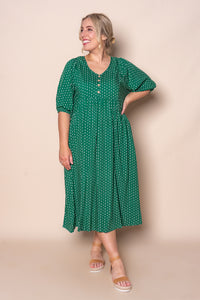 Chelsa Midi Dress in Emerald