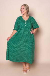 Chelsa Midi Dress in Emerald