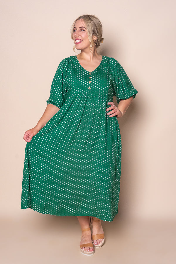 Chelsa Midi Dress in Emerald