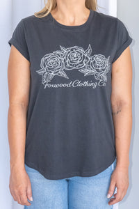 Eva Rose Tee in Washed Black - Foxwood