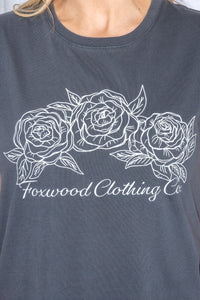 Eva Rose Tee in Washed Black - Foxwood