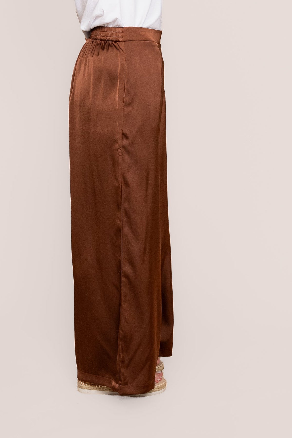 Viv Satin Pants in Chocolate