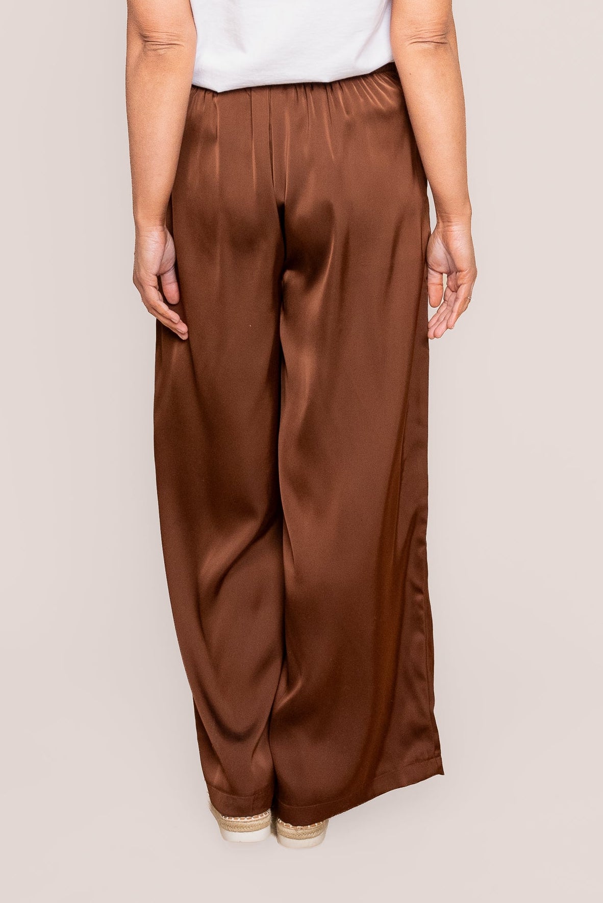 Viv Satin Pants in Chocolate