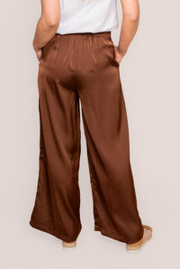 Viv Satin Pants in Chocolate