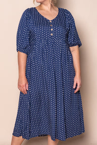 Chelsa Midi Dress in Navy