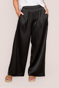 Viv Satin Pants in Black