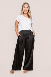 Viv Satin Pants in Black