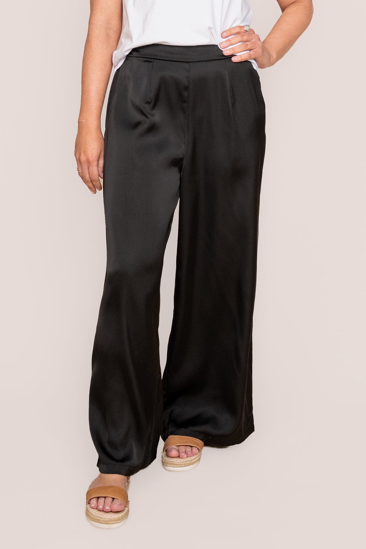 Viv Satin Pants in Black