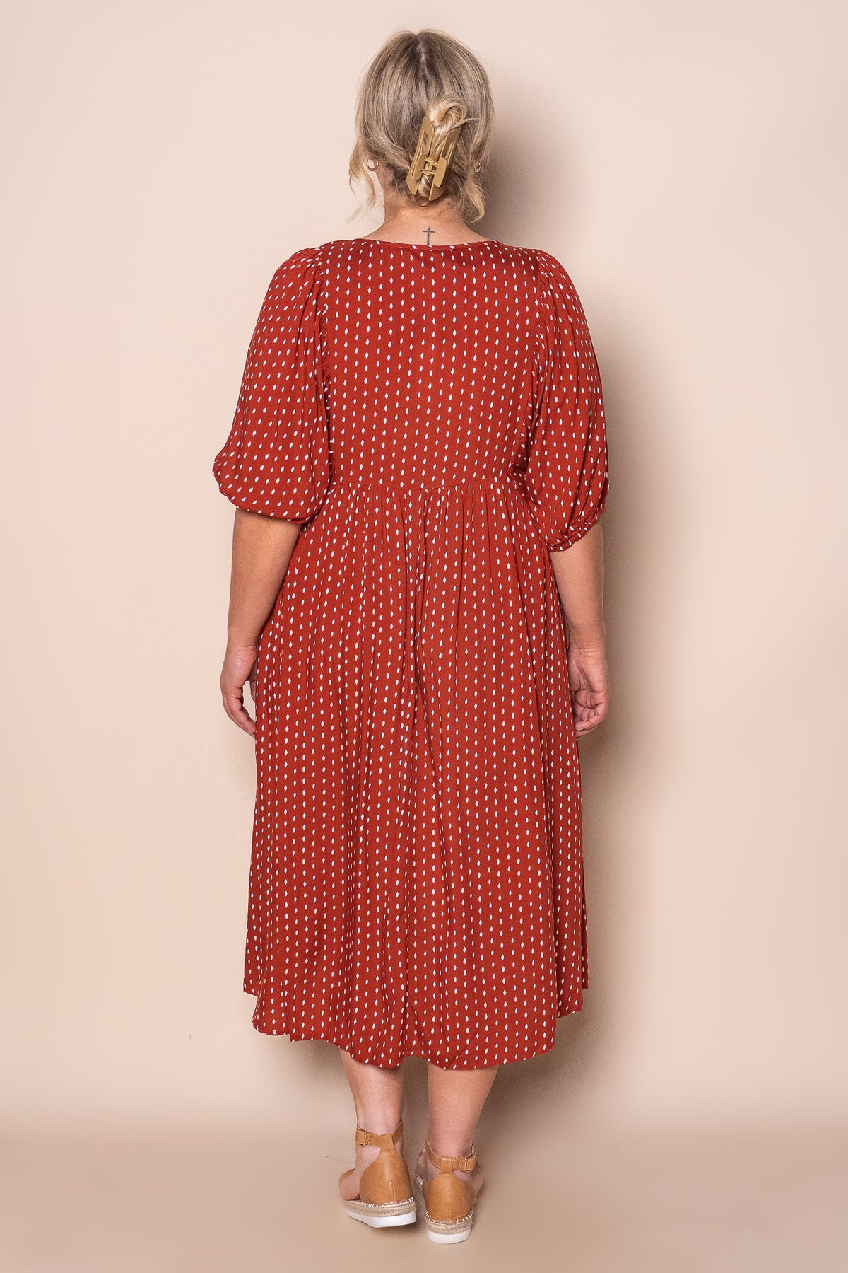 Chelsa Midi Dress in Rust