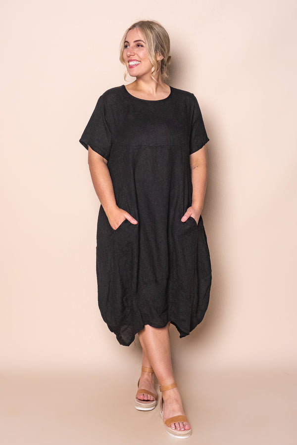 Grier Linen Midi Dress in Black