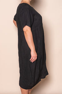 Grier Linen Midi Dress in Black