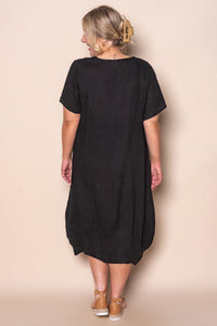 Grier Linen Midi Dress in Black