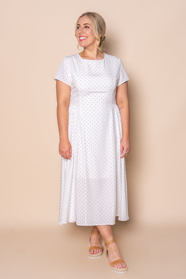 Judith Polka Dot Midi Dress in White