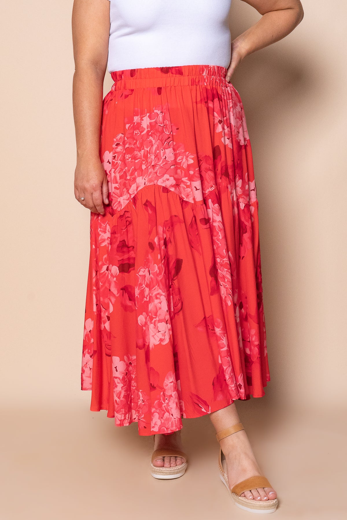 Odette Midi Skirt in Red