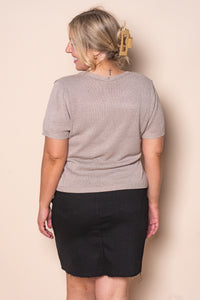 Skylar Crepe Knit Cardi Top in Mocha