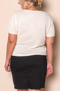 Skylar Crepe Knit Cardi Top in Ivory