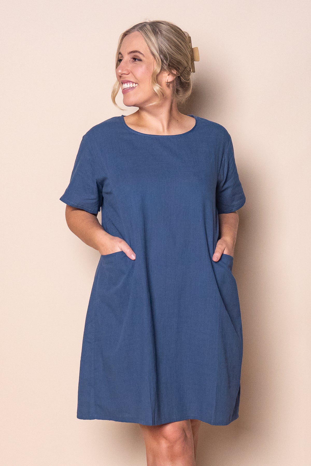 Deanna 100% Cotton Dress in Slate
