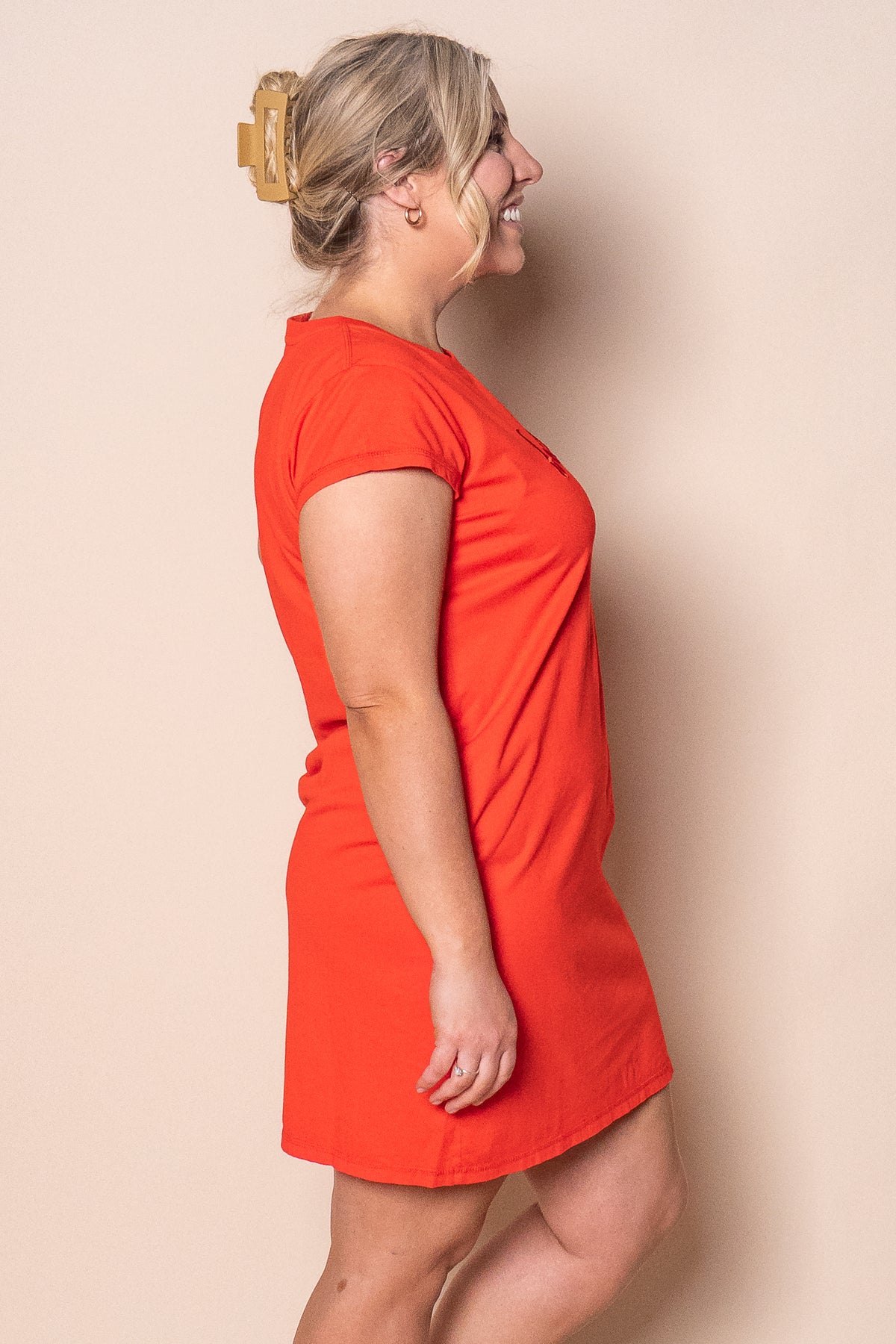 Signature Embroidery Tee Dress in Tangelo - Foxwood