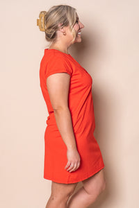 Signature Embroidery Tee Dress in Tangelo - Foxwood