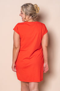 Signature Embroidery Tee Dress in Tangelo - Foxwood