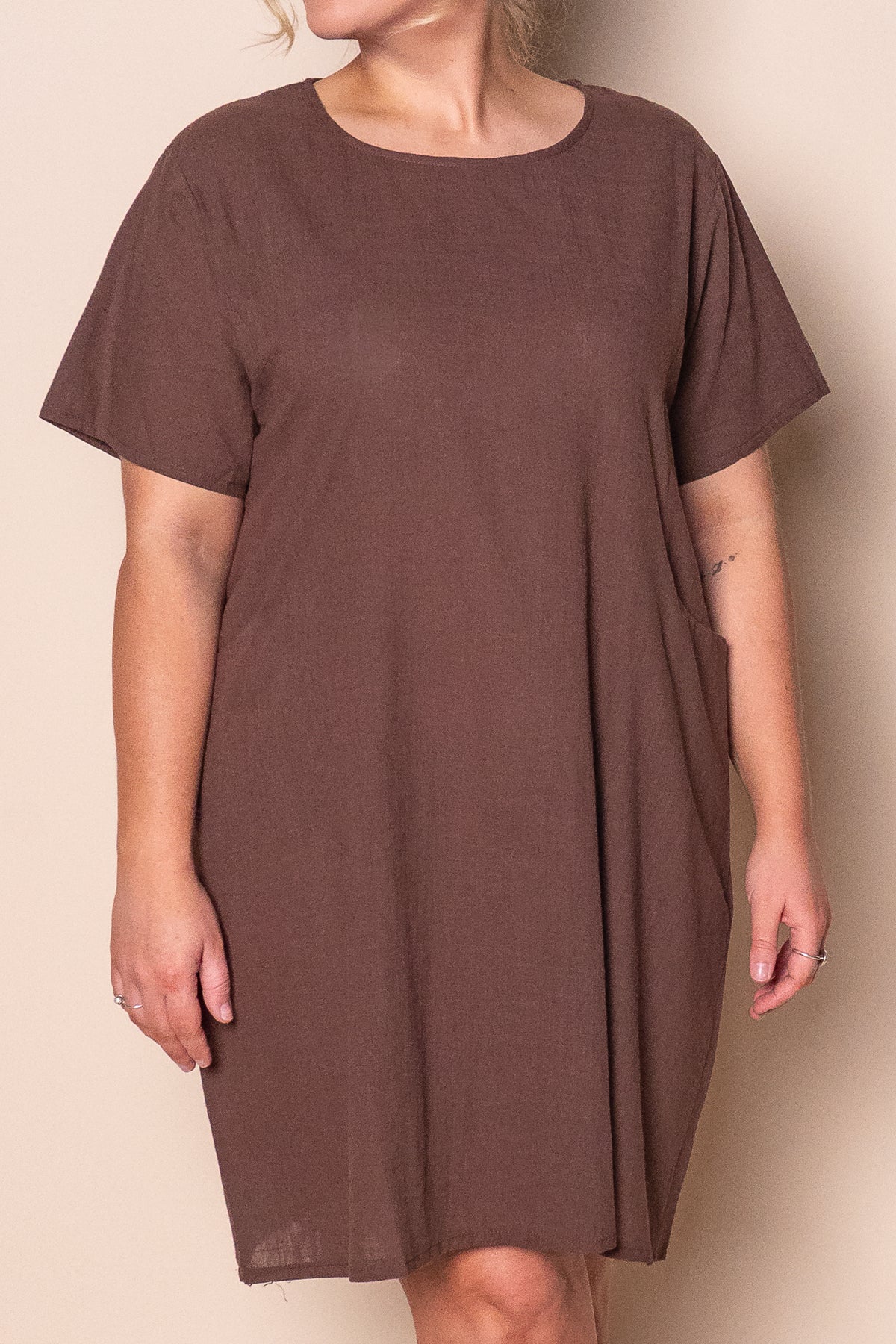 Deanna 100% Cotton Dress in Chocolate