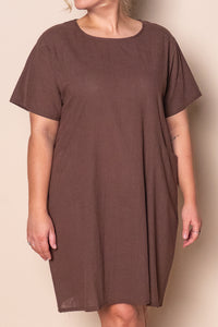 Deanna 100% Cotton Dress in Chocolate