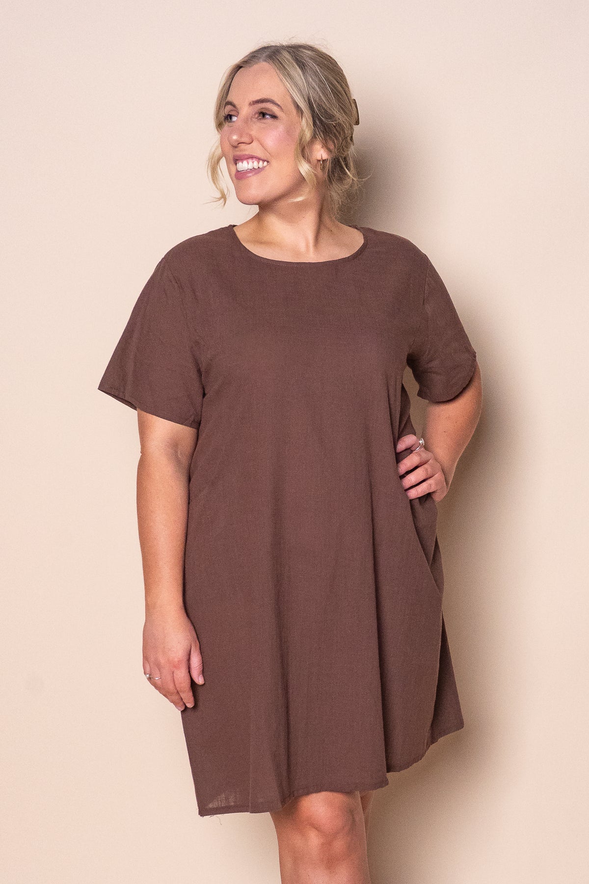 Deanna 100% Cotton Dress in Chocolate