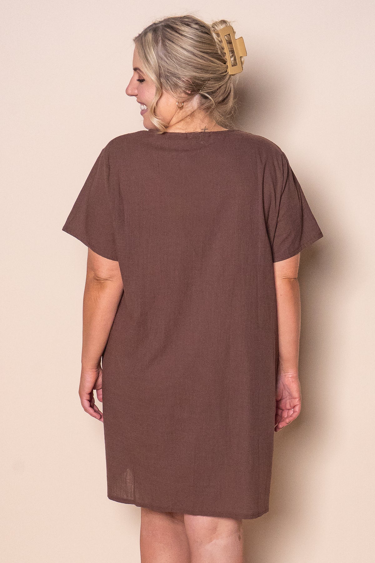 Deanna 100% Cotton Dress in Chocolate