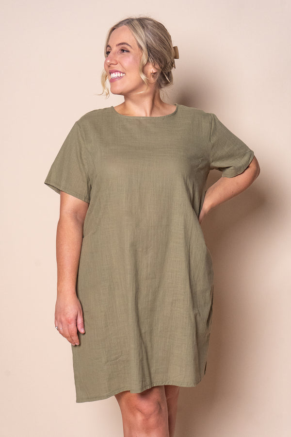 Deanna 100% Cotton Dress in Khaki