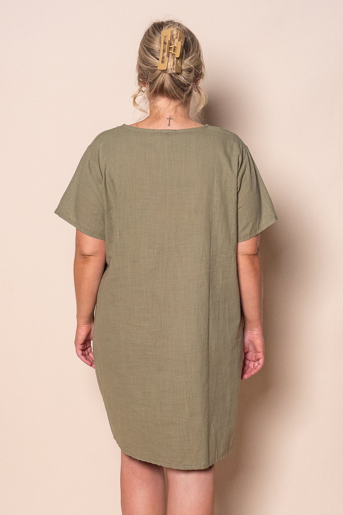 Deanna 100% Cotton Dress in Khaki