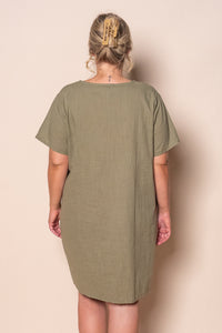 Deanna 100% Cotton Dress in Khaki