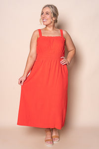Dandelion Midi Dress in Tangelo - Foxwood