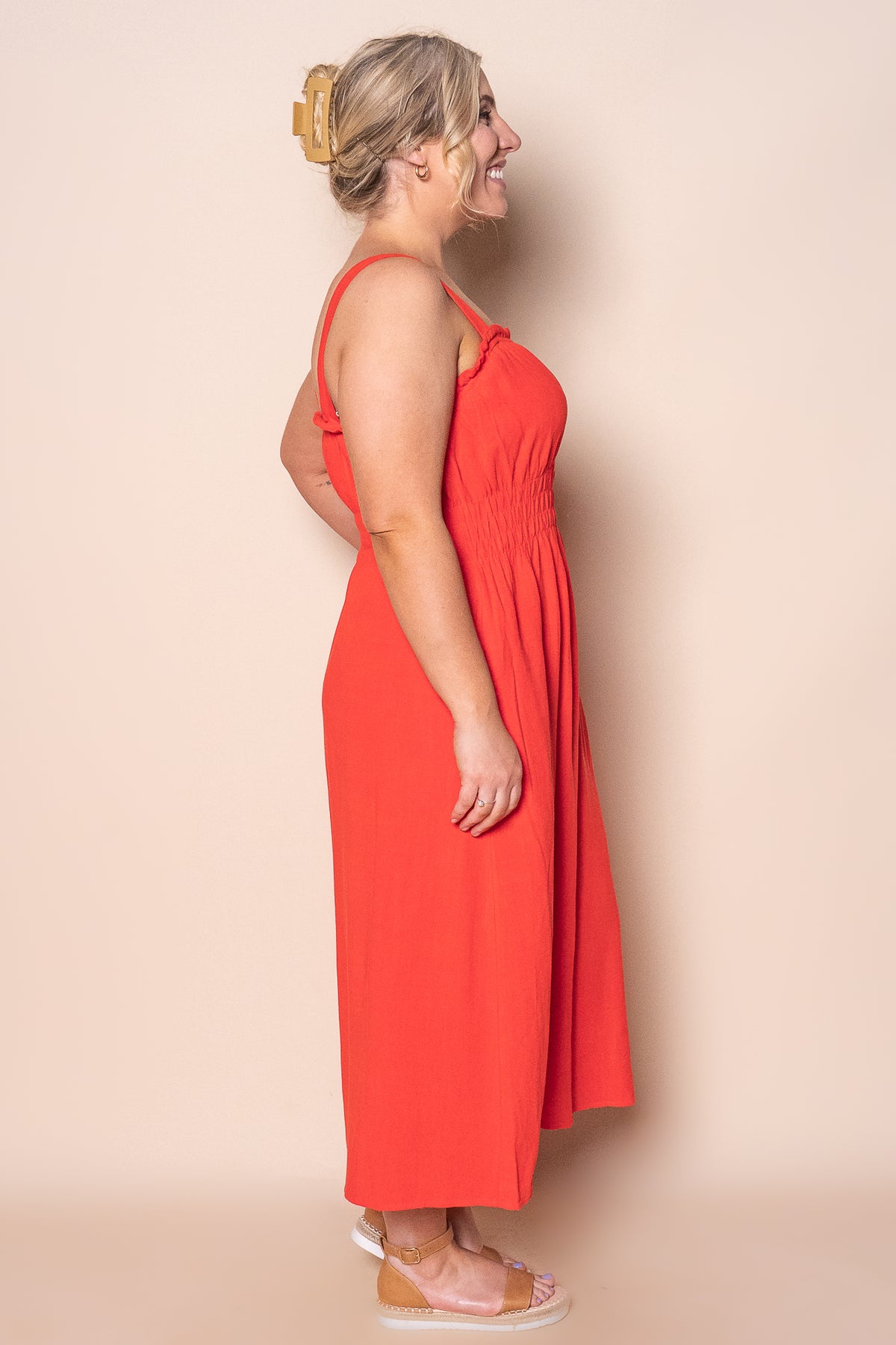 Dandelion Midi Dress in Tangelo - Foxwood