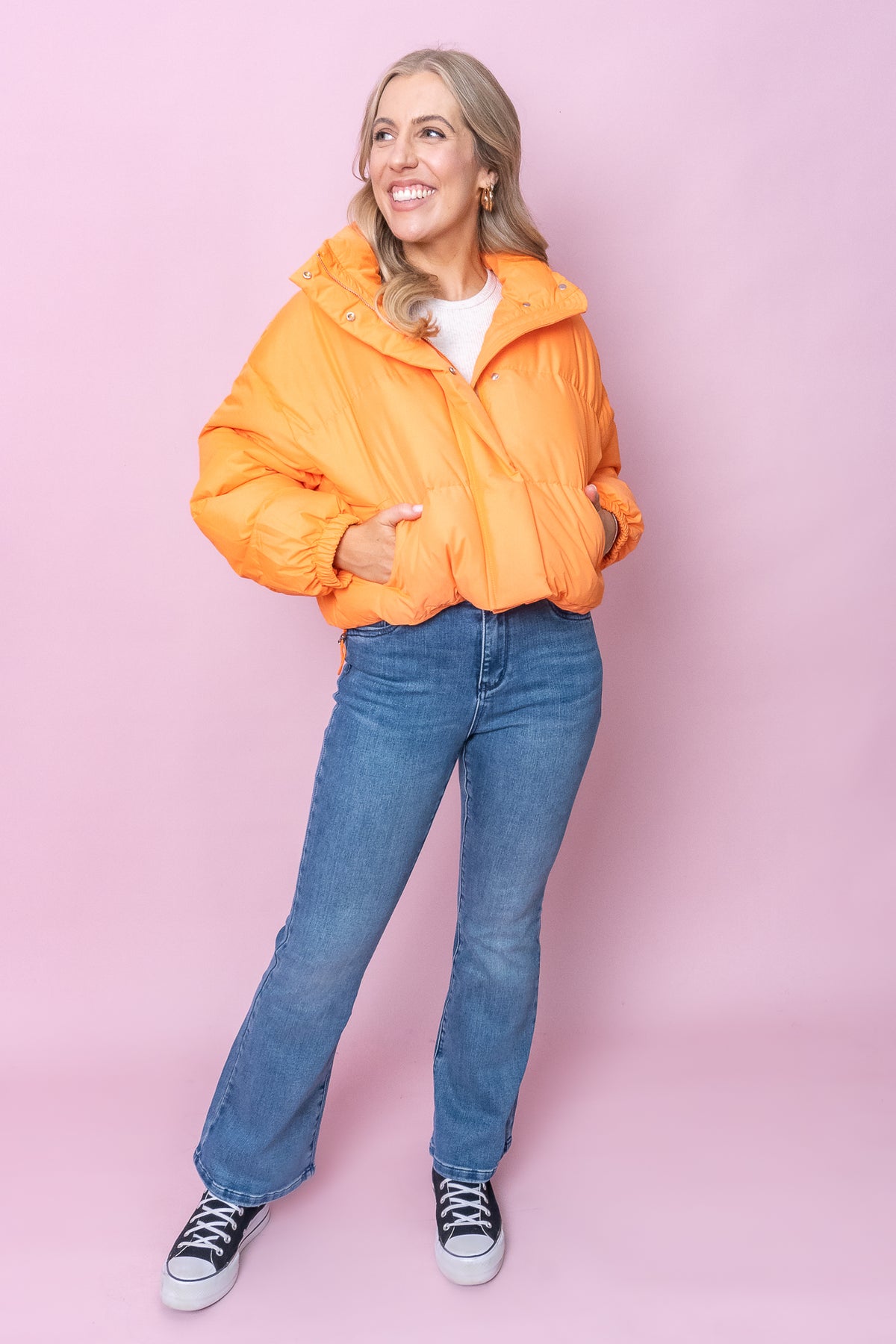 Nico Puffer Jacket in Orange
