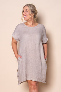 Isha Linen Dress in Light Stone