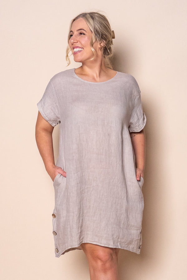 Isha Linen Dress in Light Stone