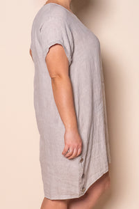 Isha Linen Dress in Light Stone