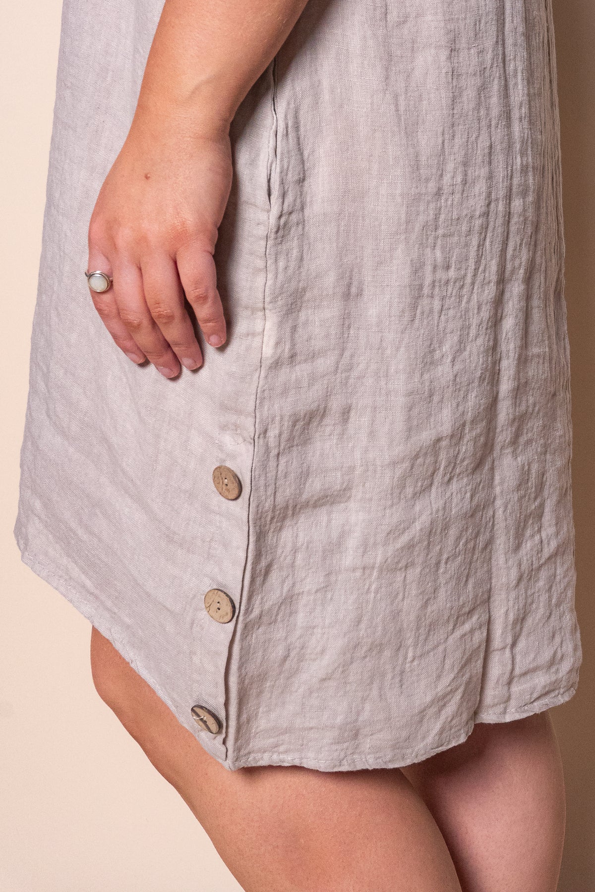 Isha Linen Dress in Light Stone