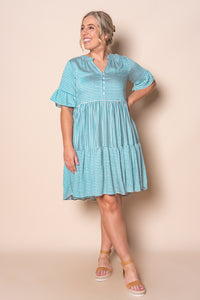 Jilly Striped Dress in Teal Blue