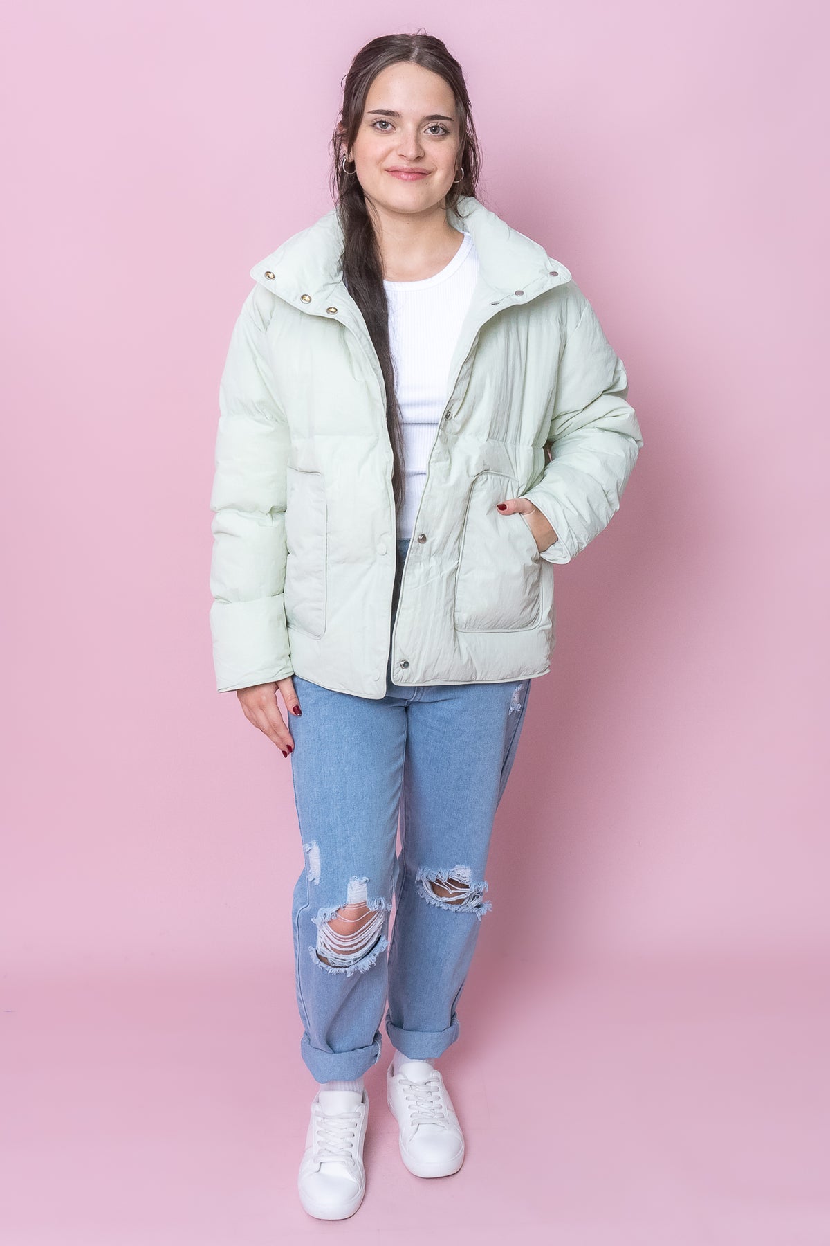 Calliope Puffer Jacket in Pale Green