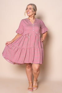 Jilly Striped Dress in Berry Red