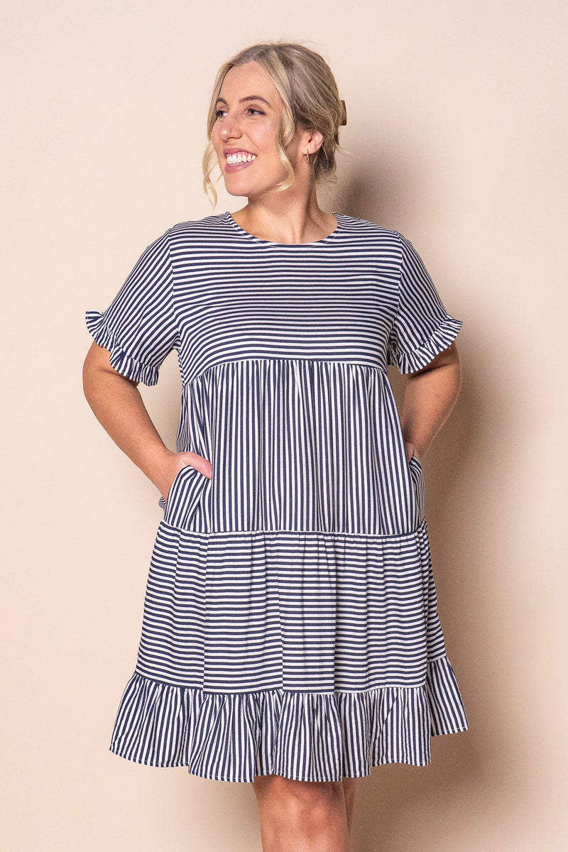 Pixie Tiered Striped Dress in Navy – Always Alice