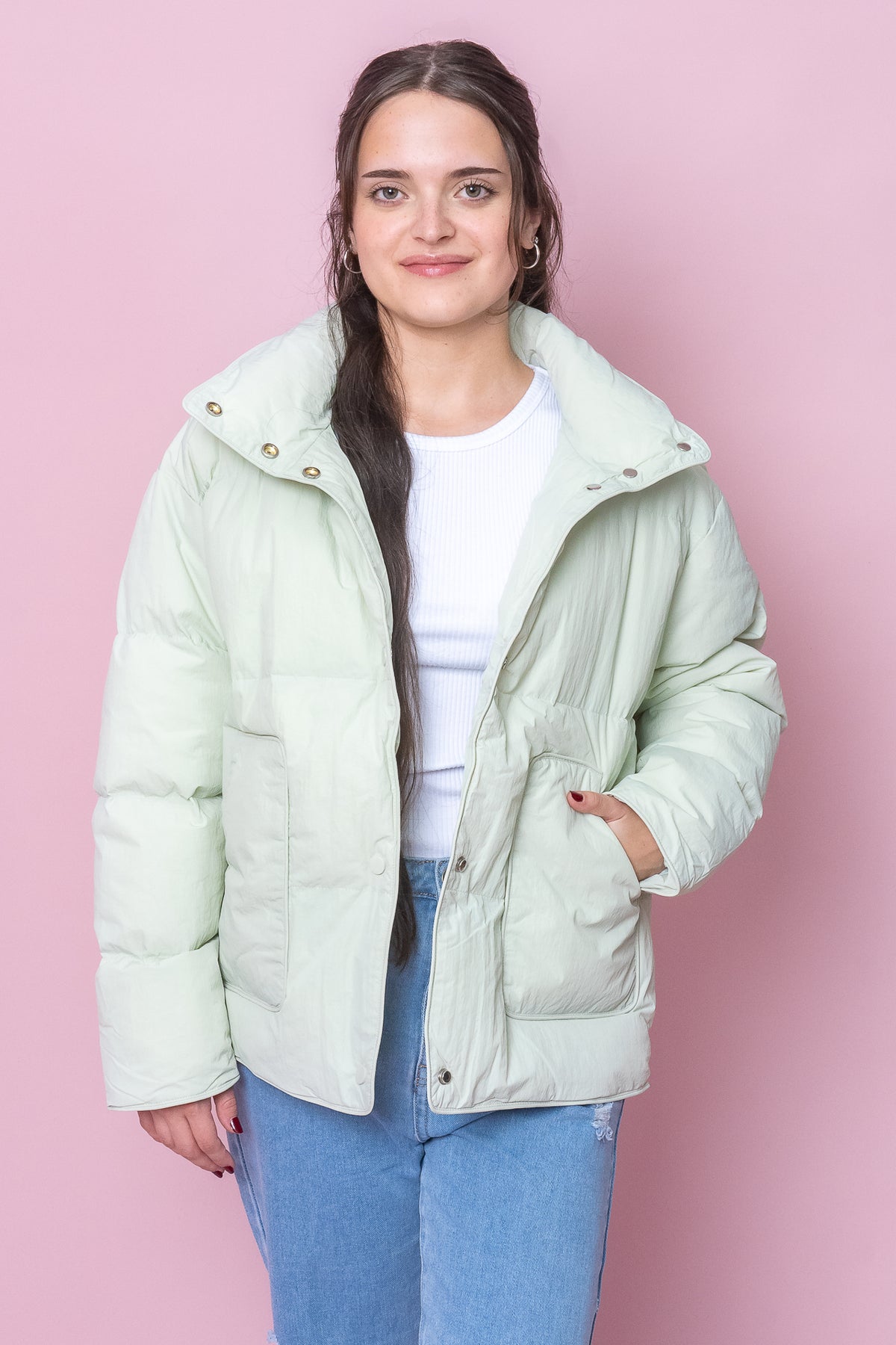 Calliope Puffer Jacket in Pale Green