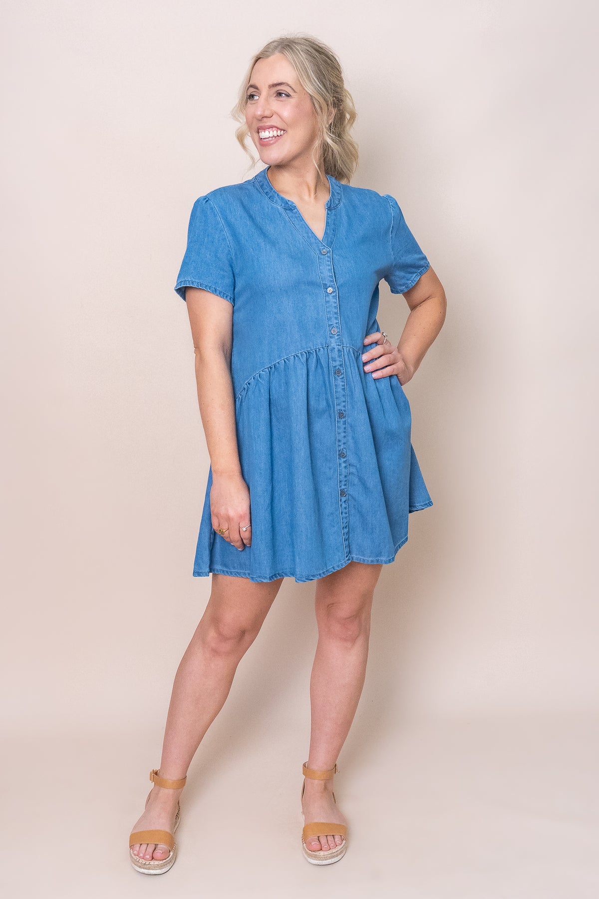 Noelle Dress in Mid Denim